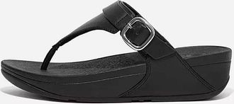 FitFlop Womens Adjustable Leather Toe Post Sandals In Black