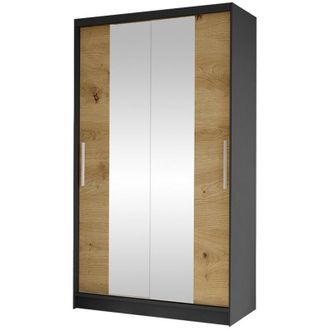 Mirjan24 Mobilier1 - Armario Closico 163, Negro + Roble Artisan, 200x100x58cm, Puertas De Armario: Correderas, N&uacute;mero De Estantes: 0