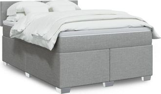 vidaXL Vidaxl - Cama Box Spring Con Colch&oacute;n Tela Gris Claro 140x200 Cm
