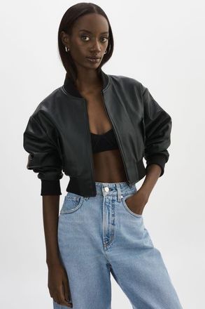 LaMarque EVELIN | Cropped Faux Leather Bomber Jacket in Black at Nordstrom, Size Xx-Small