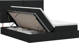 vidaXL Cama Con Almacenamiento Con Cabecera Negro 200 X 200 Cm Tela Vidaxl