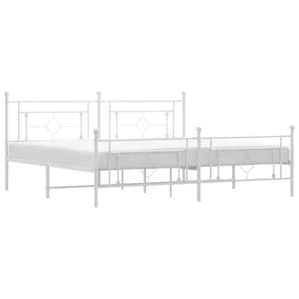 Berkfield Home Metal Bed Frame without Mattress with Footboard White 193x203cm | Size: 193x203 cm