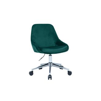 Miliboo Miliboo - Silla De Escritorio De Dise&ntilde;o Ajustable 360&ordm; De Terciopelo Azul Petr&oacute;leo Y Metal Negro Holo