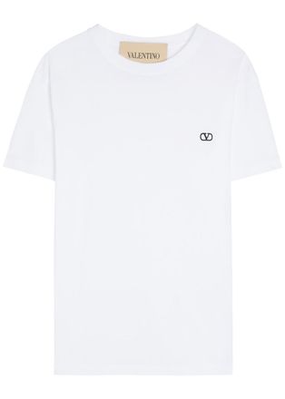 Valentino Garavani Logo-embroidered Cotton T-shirt - White - XL
