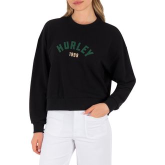 Hurley Worthy Boxy Cotton French Terry Graphic T-Shirt in Black at Nordstrom Rack, Size X-Small