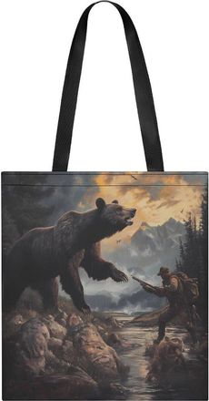 Generic Bear Hunting Womens Tote Casual Shopping Bag Lightweight Shoulder Bags Hobos Handbag for Work Travel Daily 35x40cm