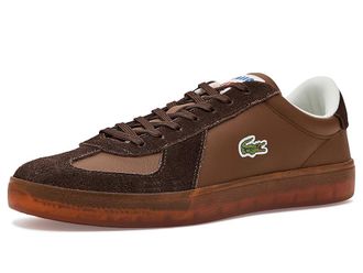 Lacoste Baseshot Pro Leather Sneakers Mens Shoes Dark Brown/Gum : 12.5 D - Medium, Leather/Suede