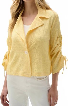 Joseph Ribkoff Shirred Sleeves Boxy Blazer Jacket In Mellow Yellow