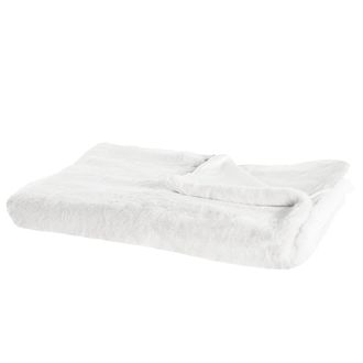 Beliani Manta De Tejido De Poli&eacute;ster Blanco 200 X 220 Cm Mullido Suave Sala De Estar Moderna Chaab