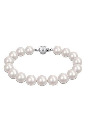 Delmar 9-10mm Cultured Freshwater Pearl Bracelet in White/Metallic Silver at Nordstrom Rack