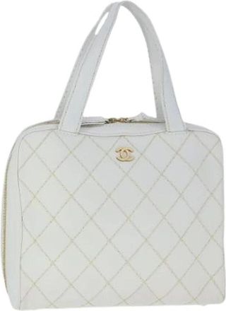 Chanel Pre-owned Handbags, female, White, Size: ONE SIZE Pre-owned Leather Handbag