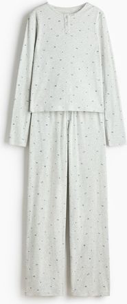 H&M Pyjama mit Pointellemuster - Grau