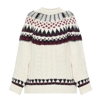 Akep Maglione in lana con lavorazione decorativa - - Knitwear - Donna - Beige - M