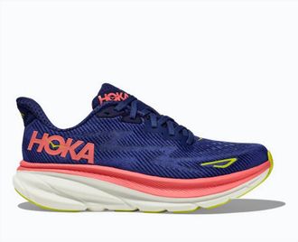 Hoka One One Womens Clifton 9 Shoes In Evening Sky/coral