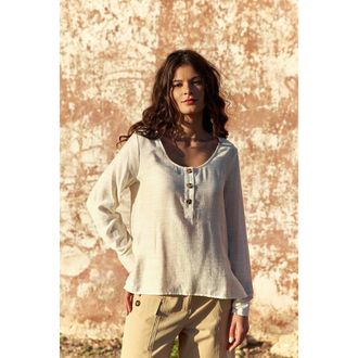 La petite &eacute;toile Blouse met hals met knooplijst en lange mouwen, BEVIN