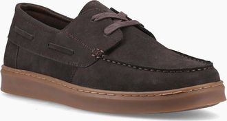 Hush Puppies Mens Hush Puppies Madden Boat Shoe Leather Mens Chocolate Boat Shoes - Brown - Size: UK 12 / eu 47 / us 14
