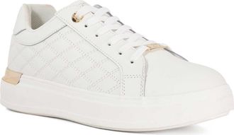 Dune London Ladies ELBA Quilted Side Chunky Lace Up Trainers Size UK 8 Platform Heel White