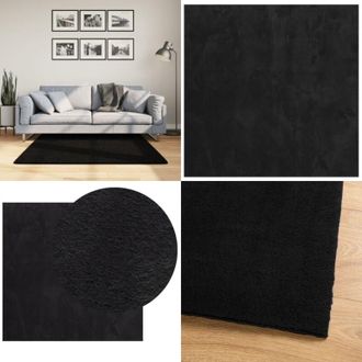 vidaXL Tappeto a Pelo Corto HUARTE Morbido e Lavabile Nero 120x120cm - Tappeto antiscivolo - Tappeto lavabile