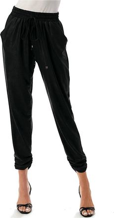 Ariella Ruched Leather Jogger In Black