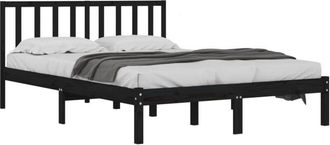 vidaXL Bed Frame without Mattress Black Solid Wood Pine 200x200 cm vidaXL