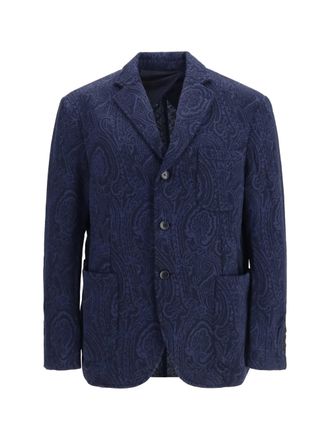 Etro Mens Jacket Arnica Wool-Blend Blue Merino Wool