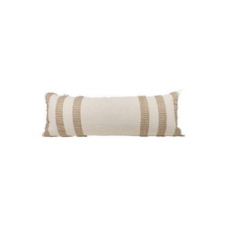Foreside Home And Garden Tan Outer Striped Handwoven Filled Pillow, 14 x 36 in Beige at Nordstrom, Size Medium