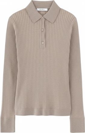 Max Mara Mxpgitano Polo Shirt - Dames - Cashmere truien - Beige - S - Kasjmier - Truien & Vesten