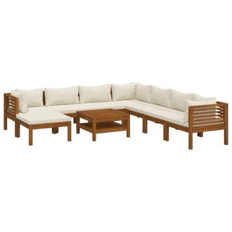 vidaXL Juego De Jard&iacute;n De 9 Pcs Lounge Con Almohada