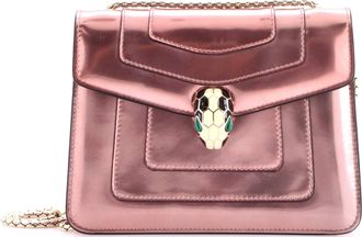 Bulgari Serpenti Forever Square Shoulder Bag Metallic Leather Small