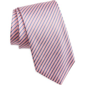 David Donahue Stripe Silk Tie in Pink at Nordstrom