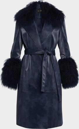 Kobi Halperin Viv Crinkled Shearling-Trim Coat
