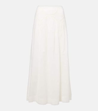 Rixo Vienne embroidered cotton maxi skirt