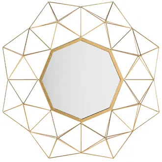 Beliani Espejo De Pared Dorado 69 X 80 Cm Forma De Estrella Pieza Decorativa Sala De Estar Dormitorio Gaillac