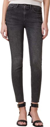 AllSaints Miller Pushup Raw Hem Skinny Jeans in Washed Black at Nordstrom, Size 24