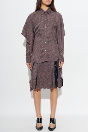 Maison Margiela Raw-edge Midi Skirt, Womens, Burgundy