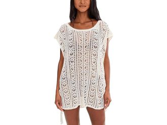 BECCA by Rebecca Virtue Boho Bliss Sweater Knit Tunic Womens Swimwear Natural : XS/SM, Polyester