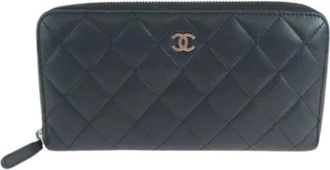 Chanel Pre-owned Wallets, female, Black, Size: ONE SIZE Pre-owned Matelasse Lambskin Long Wallet