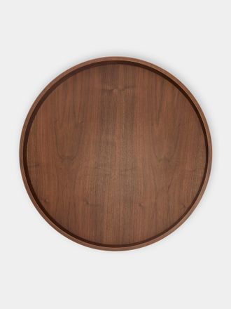 Riviere Dama Leather and Wood Round Tray (24.5in/62.5cm)