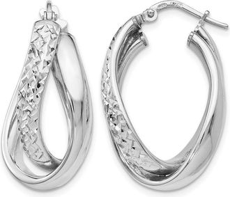 Diamond2Deal Sterling Silver Textured Fancy Hoop Earrings