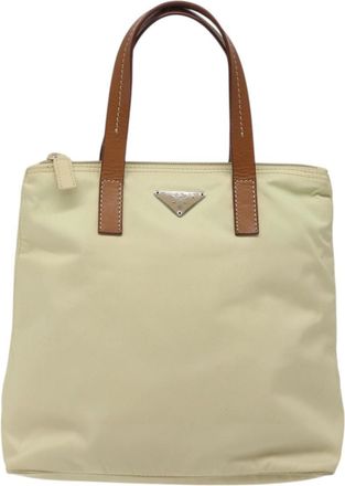 Prada Tessuto Beige Synthetic Handbag (Pre-Owned)