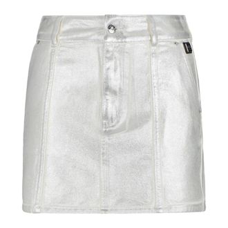 A|X Armani Exchange Zilveren Mini Denim Rok Metalen Knopen - Dames - Korte rokken - Grijs - 3XS - Denim - Rokken