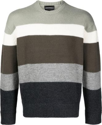 Emporio Armani striped virgin wool jumper - men - Virgin Wool - M - Green