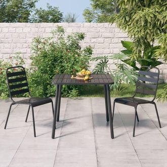 Berkfield Home 3 Piece Garden Dining Set Anthracite Steel in Black