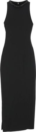 Pinko Zwarte Viscose Jurk met Strass Detail - Dames - Casual kleedjes - Zwart - S - Kleedjes