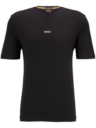 BOSS logo-print crew-neck cotton T-shirt - men - Cotton - S - Black