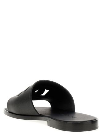 Dolce & Gabbana Leather Logo Slide - Black