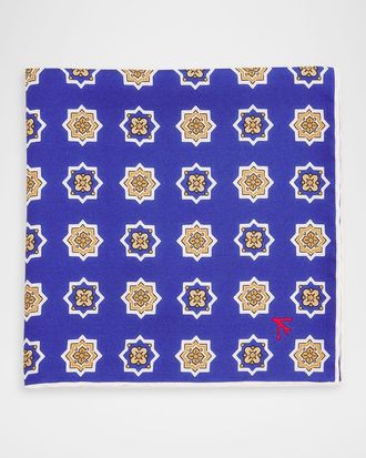 Isaia Men & apos;s Medallion Silk Pocket Square
