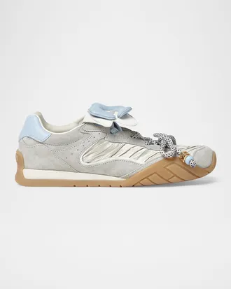 Fendi Wave Pulse Mixed-Media Low-Top Sneakers