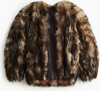 H&M Wendbare Lammfelljacke - Brown