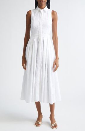 Michael Kors Sleeveless Cotton Jacquard Shirtdress in Optic White at Nordstrom, Size 14